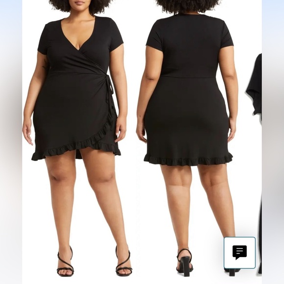 10. Abound Short Sleeve Wrap Dress in Jet Black, Size 2X - Picture 3 of 14